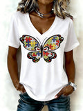 Women's Autism Awareness Printed Casual t-shirt, Autism Awareness Shirt, Autistic Gifts For Adults