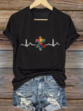 Women's Autism Awareness Print Iron On Short Sleeve t-shirt, Autism Awareness Shirt, Autistic Gifts For Adults