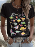 Women's It’s Ok To Be Different Autism Dinosaur Printed t-shirt, Autism Awareness Shirt, Autistic Gifts For Adults