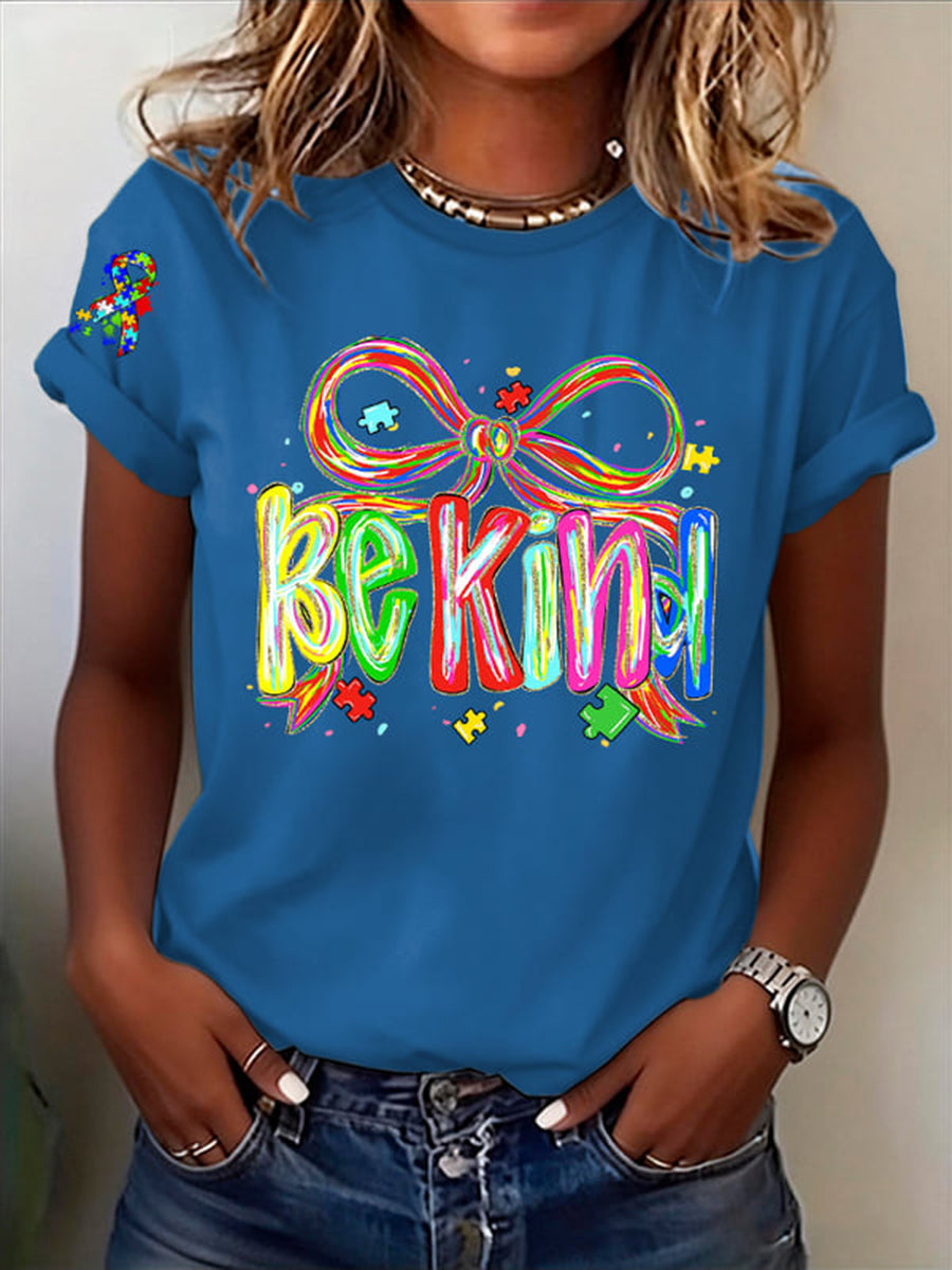 Women's Be Kind Autism Awareness Printed t-shirt, Autism Awareness Shirt, Autistic Gifts For Adults