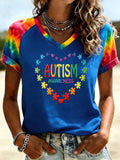 Women's Autism Acceptance V-Neck t-shirt, Autism Awareness Shirt, Autistic Gifts For Adults