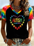 Women's Autism Acceptance V-Neck t-shirt, Autism Awareness Shirt, Autistic Gifts For Adults
